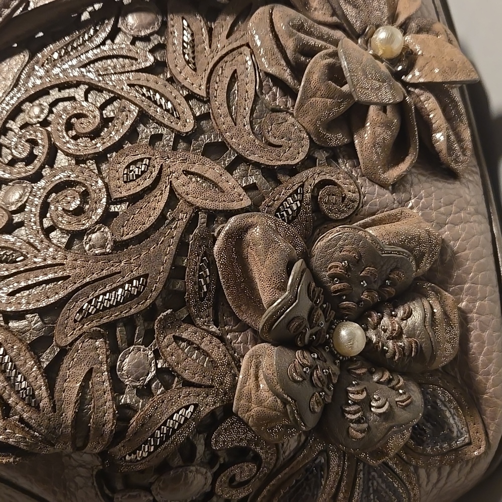 Brighton Bucket Catch The Moon Floral Embellished Metallic Bronze - Picture 4 of 13